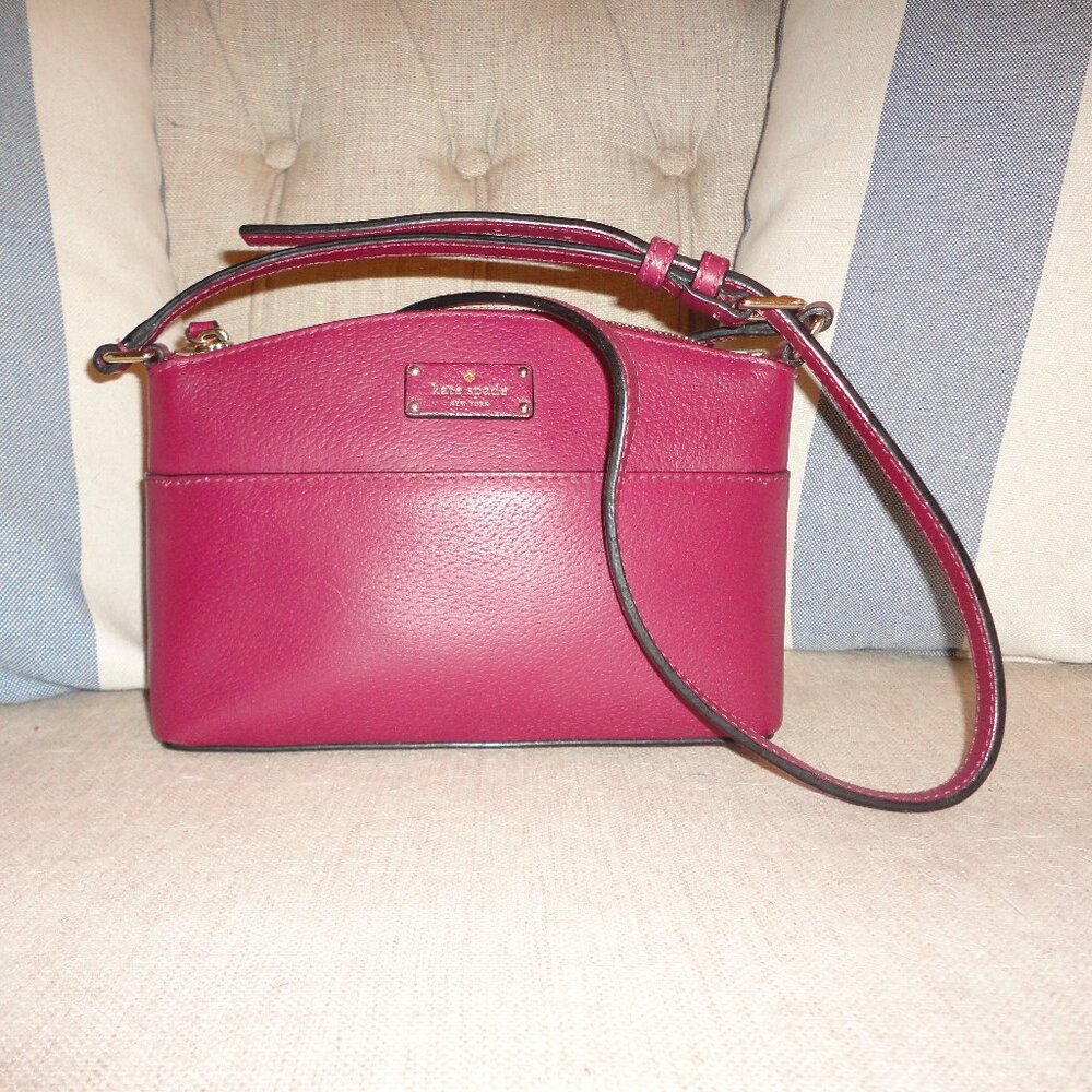 kate spade Burgundy Red Pebbled Leather Shoulder Purse with adjustable strap